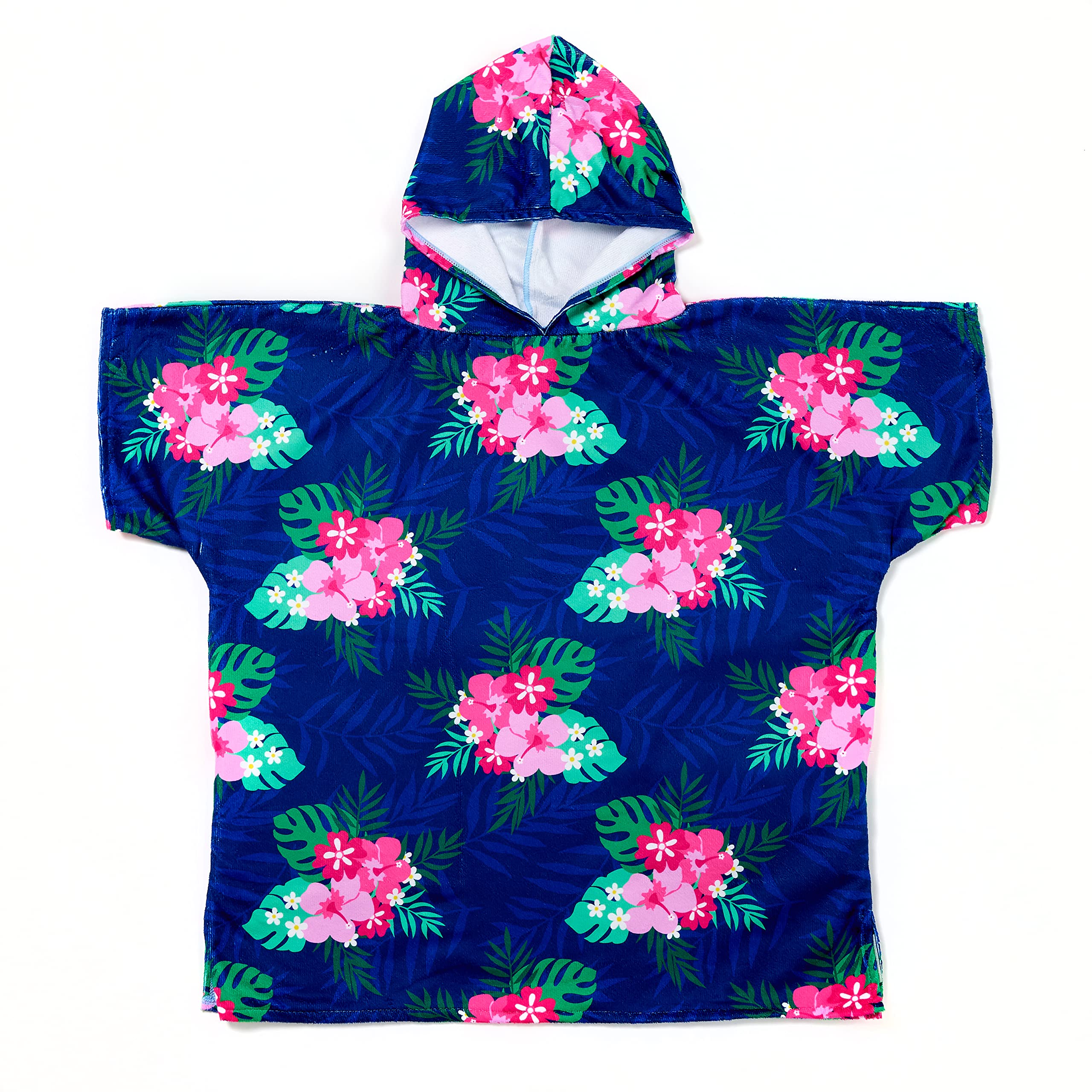 Offizielles Lizenzprodukt, tragbares Kapuzenhandtuch | für den Strand oder Pool | perfekt für Kinder im Alter von 7–12 Jahren, Einheitsgröße, empfohlene Körpergröße 85 cm, Blumen-Design