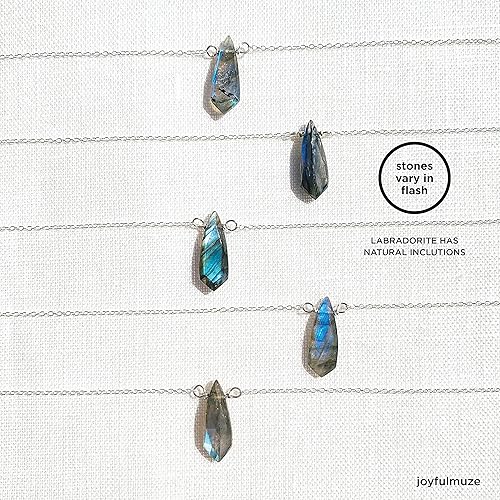 Miniatura 4 de Labradorite Arrow Head Pendant Necklace, March Birthstone Gift, Healing Chakra Protector, Handmade Sterling Silver Necklace, Natural Faceted