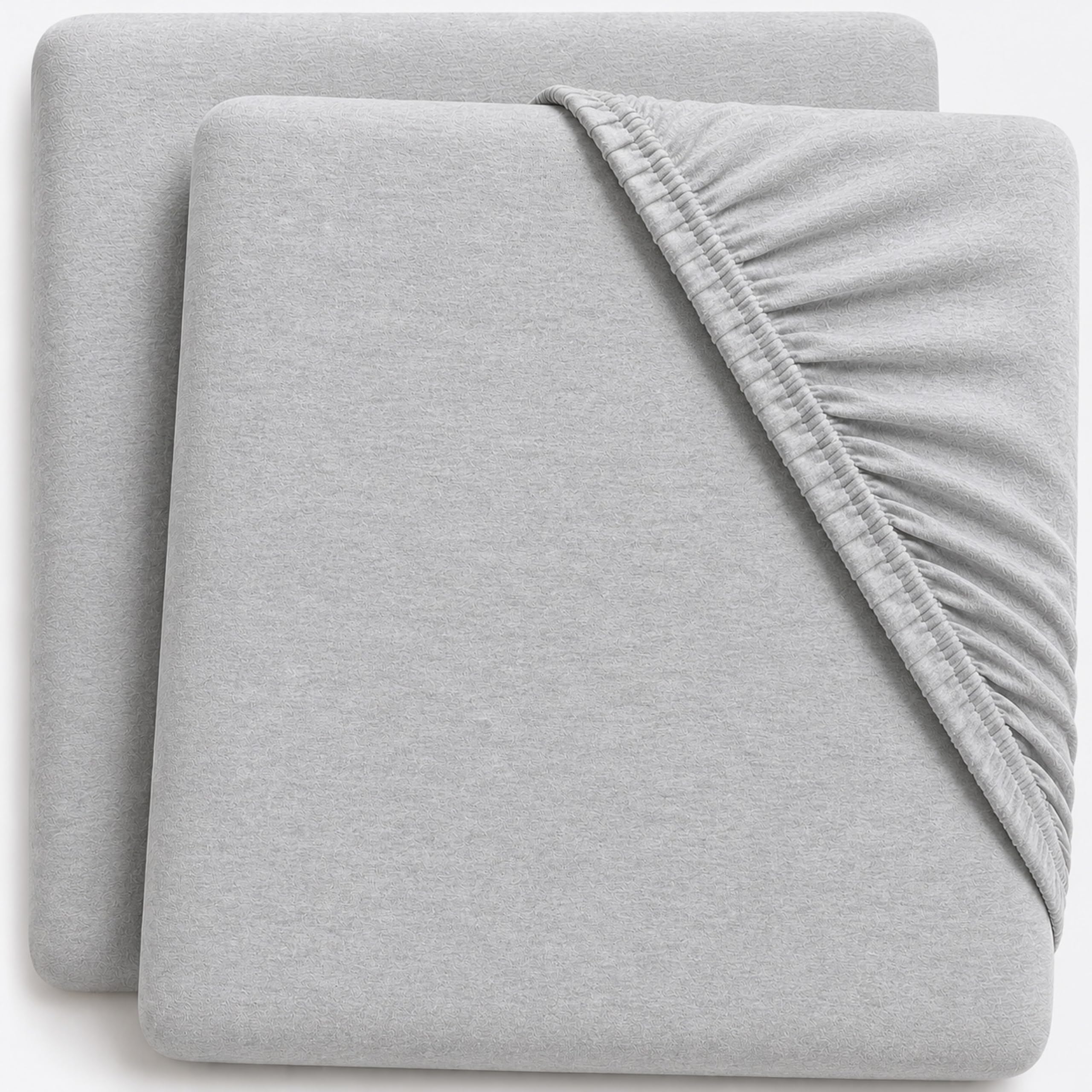 Dudu N Girlie Next to Me Baby Bedside Crib Sheets Fitted 83x50cm Baby Bedside - Pack of 2 -Grey Cotton Jersey.