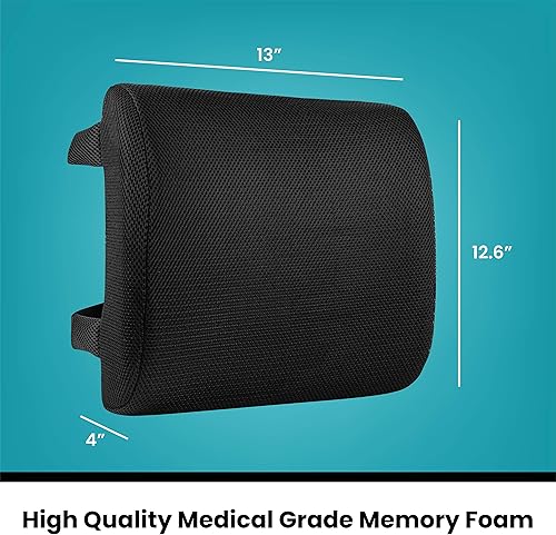 Miniatura 5 de Healthy Spirit Almohada lumbar de espuma viscoelástica, apoyo para la espalda, para silla de oficina, coche, color negro, 1 unidad