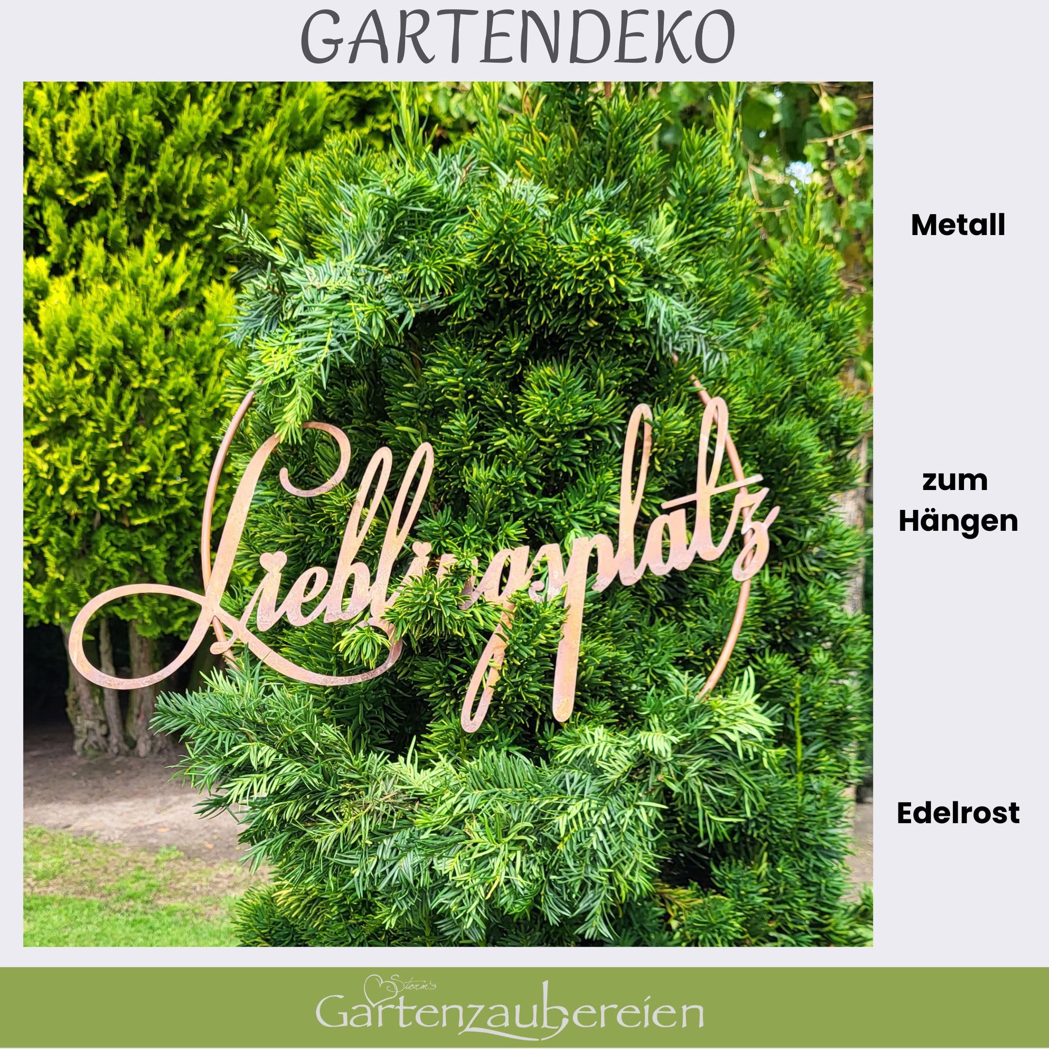 Storm's Gartenzaubereien Tabliczka z rdzą ulubione miejsce w pierścieniu o wyglądzie rdzy - 52 cm x 40 cm do zawieszenia
