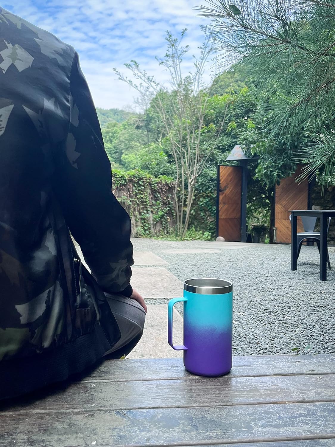 KXIAOCHEN 20oz Insulated Coffee Mug with Lid, Stainless Steel Coffee Cup, Double Wall Vacuum Coffee Tumbler with Handle, Premium Thermal Travel Coffee Mug (Blue Green+Purple) - Image 6