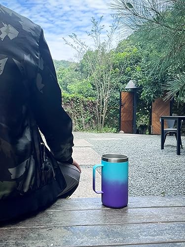 Miniatura 6 de KXIAOCHEN Taza de café aislada de 20 onzas con tapa, taza de café de acero inoxidable, vaso de café al vacío de doble pared con asa, taza de café