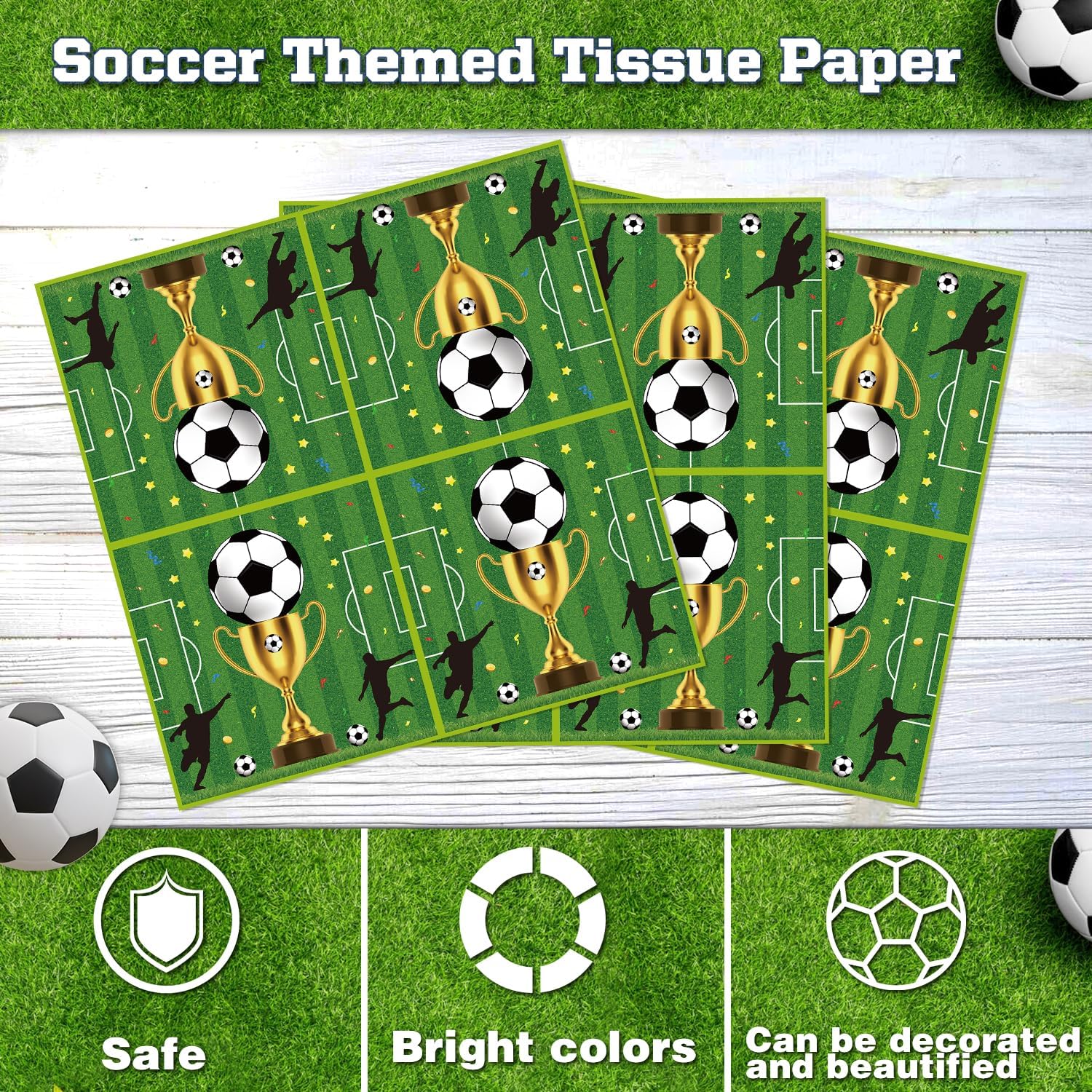 123 Pack Soccer Party Decorations Football Birthday Supplies Set Soccer Theme Supplies Sport Themed Birthday Supply Include Plates Napkins Banner Party Tablecloth Serves 40 - Image 6