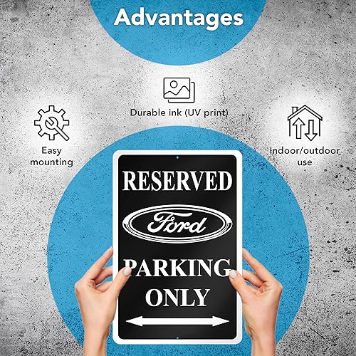 Miniatura 4 de Letrero de estacionamiento solo para decoración Ford, letreros de aluminio para garaje de 8 x 12 pulgadas