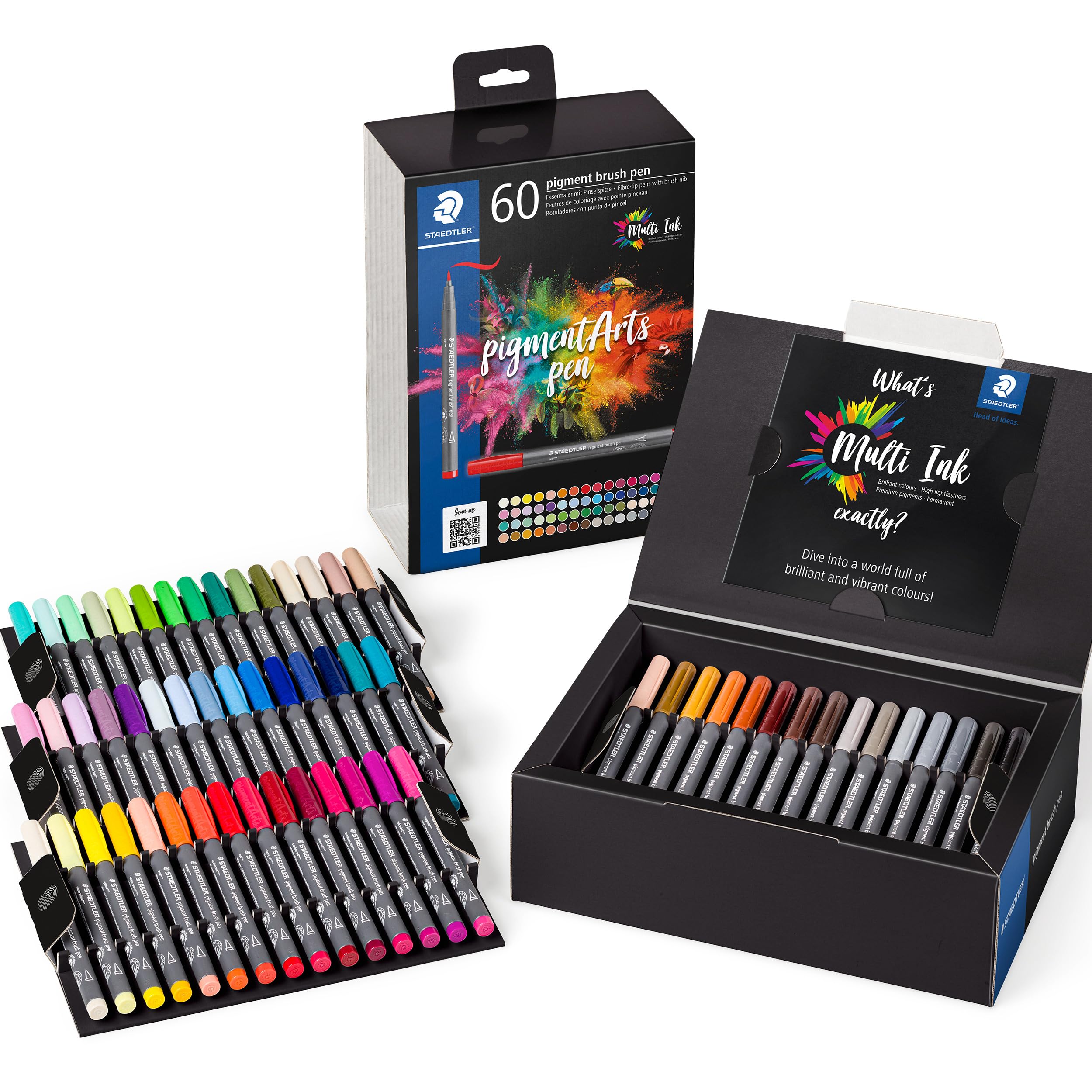 STAEDTLER 371 C60 Pigment Arts Brush Pen - Assorted Colours (Pack of 60), Basic, 60 count (Pack of 1) - Image 2