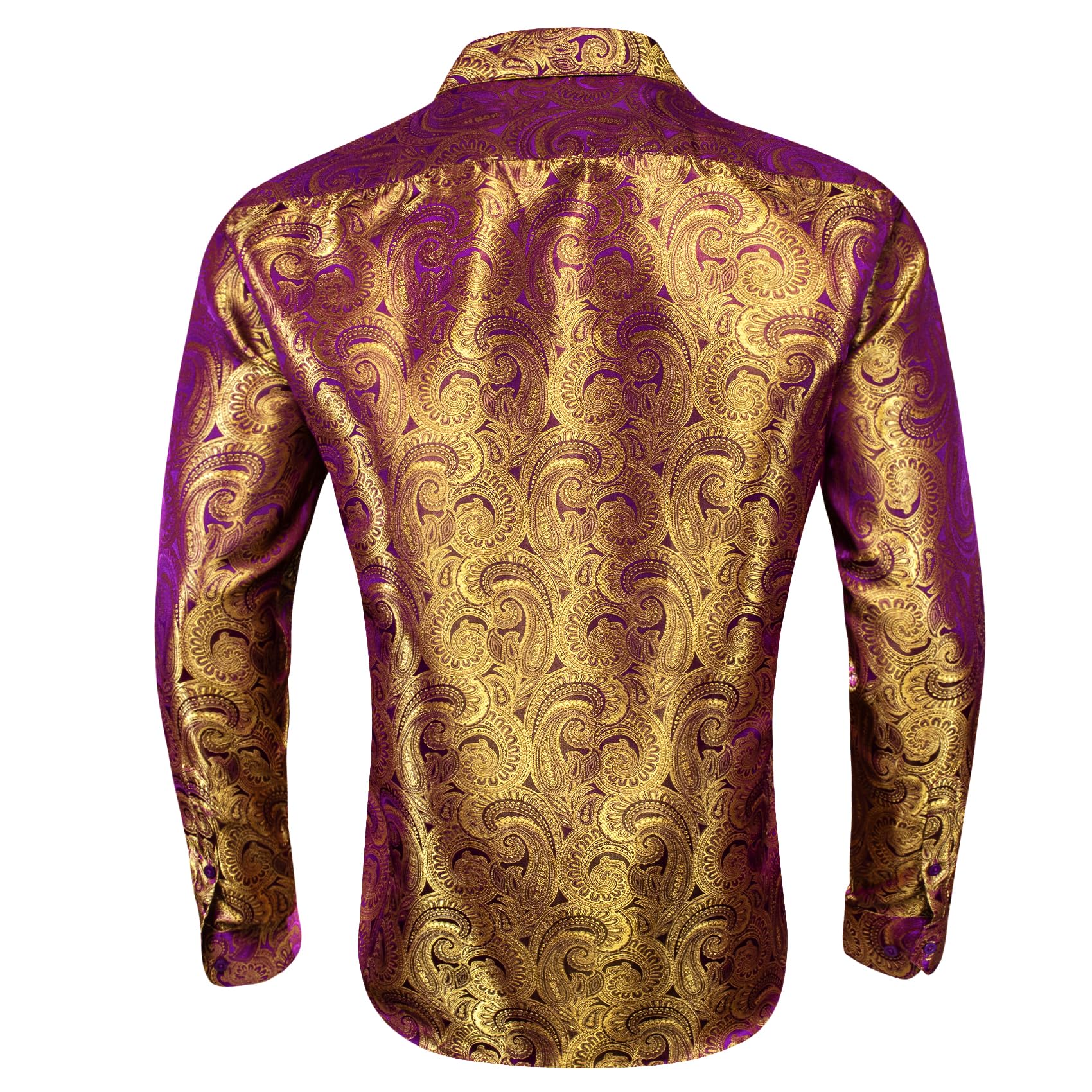 Barry.Wang Camisa de seda satinada para hombre, manga larga, brillante, informal, con botones, para fiesta, discoteca, formal