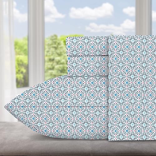 JOOKI Juego de sábanas de tamaño individual de 3 piezas de sábanas suaves con estampado floral, juego de sábanas refrescantes de microfibra