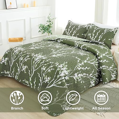 Miniatura 10 de Andency Colcha de tamaño King (106 x 96 pulgadas), 3 piezas (1 colcha gris azul tamaño King y 2 fundas de almohada), juego de colcha de microfibra