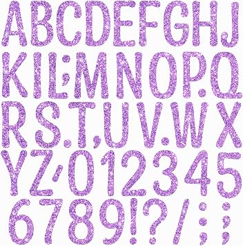20Sheets 264Pcs Glitter Letter Stickers 4 Inch Bulletin Board Letter,Purple
