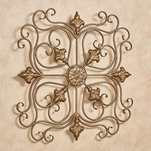 Miniatura 2 de Touch of Class Bellance - Rejilla de pared  Metal hecho a mano  Oro satinado  Arte de estilo flor de Lis para dormitorio, sala de estar, cocina,