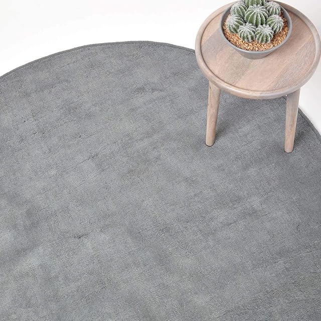 HOMESCAPES Grey Round Cotton Tufted Rug 70 cm Circular Children Room Nursery or Interior Rugs