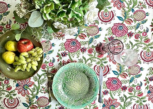 Miniatura 84 de ATOSII Amalfi - Mantel rectangular de otoño 100% algodón, bohemio, estampado a mano, para cocina, mesa de comedor, lino, decoración de otoño