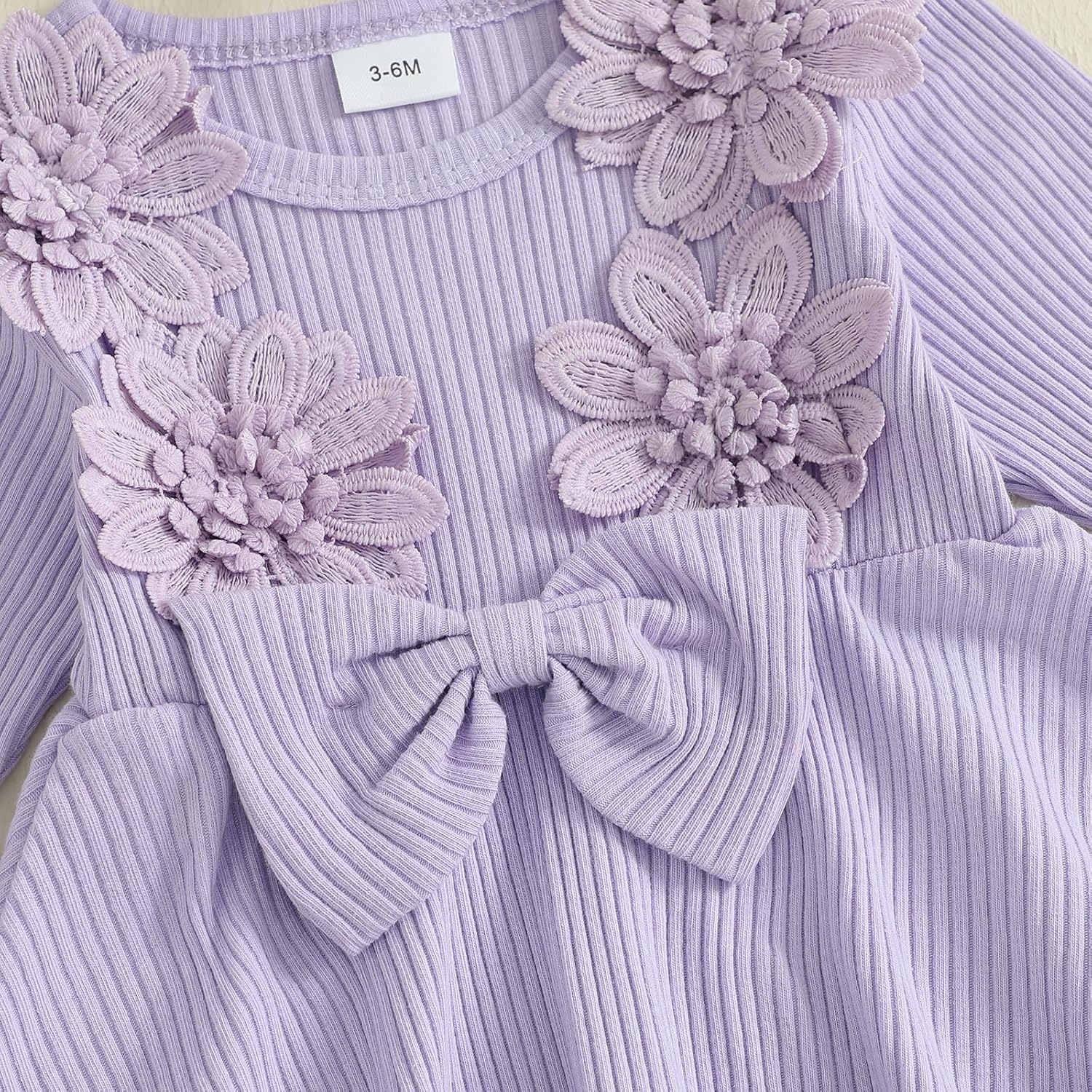 Baby Girl Fall Outfits Toddler Girl Clothes Flower Dress Lace Dresses Bow Sweatshirt Flared Pants Clothing Set - Image 5