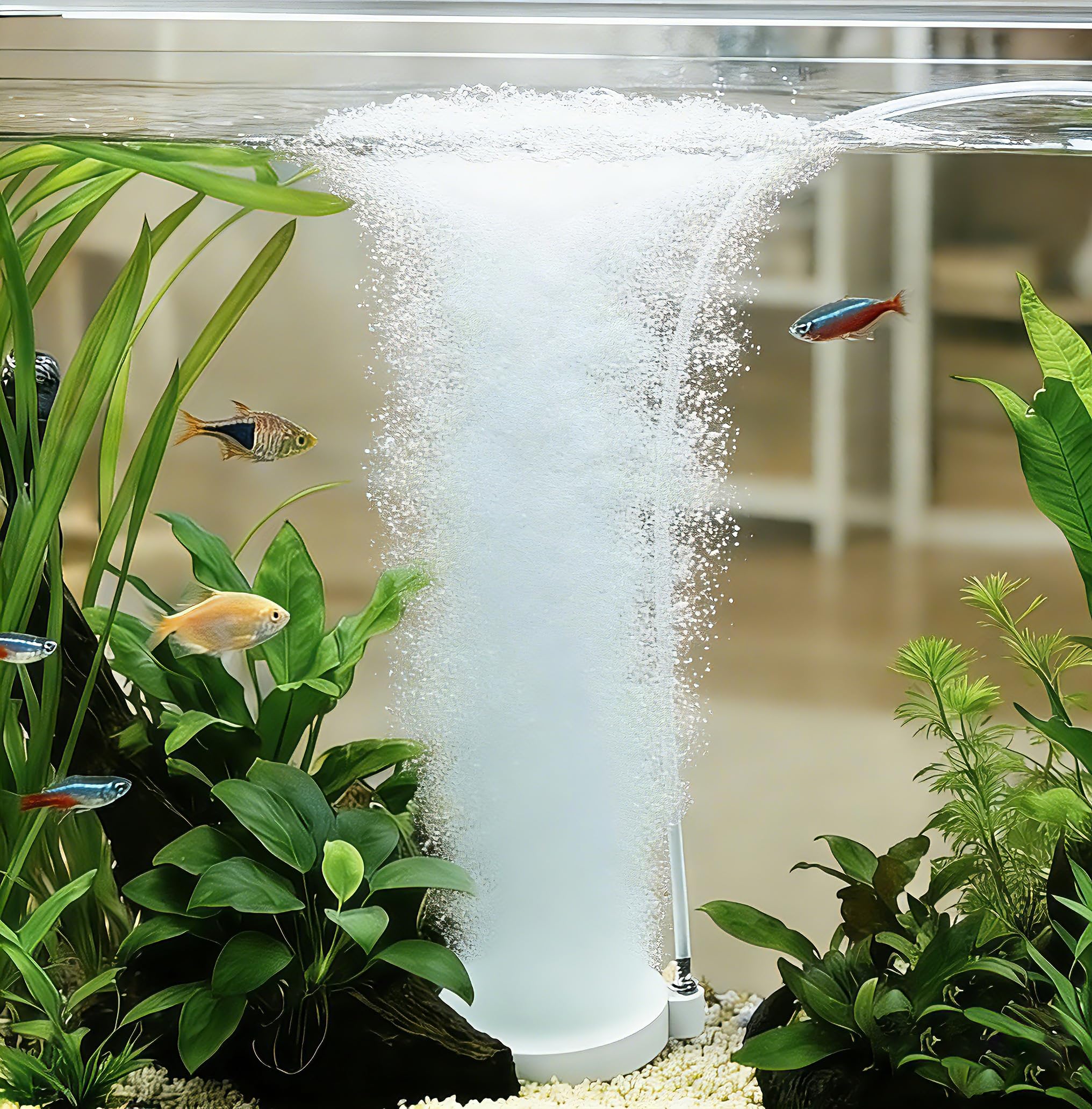 SUAOEO Aquarium Nano Air Stone Disc-80mm, Silent Fine Bubble Aerator, High-Efficiency Oxygen Diffuser for Medium Fish Tanks, Ponds & Hydroponic Systems（80 MM）
