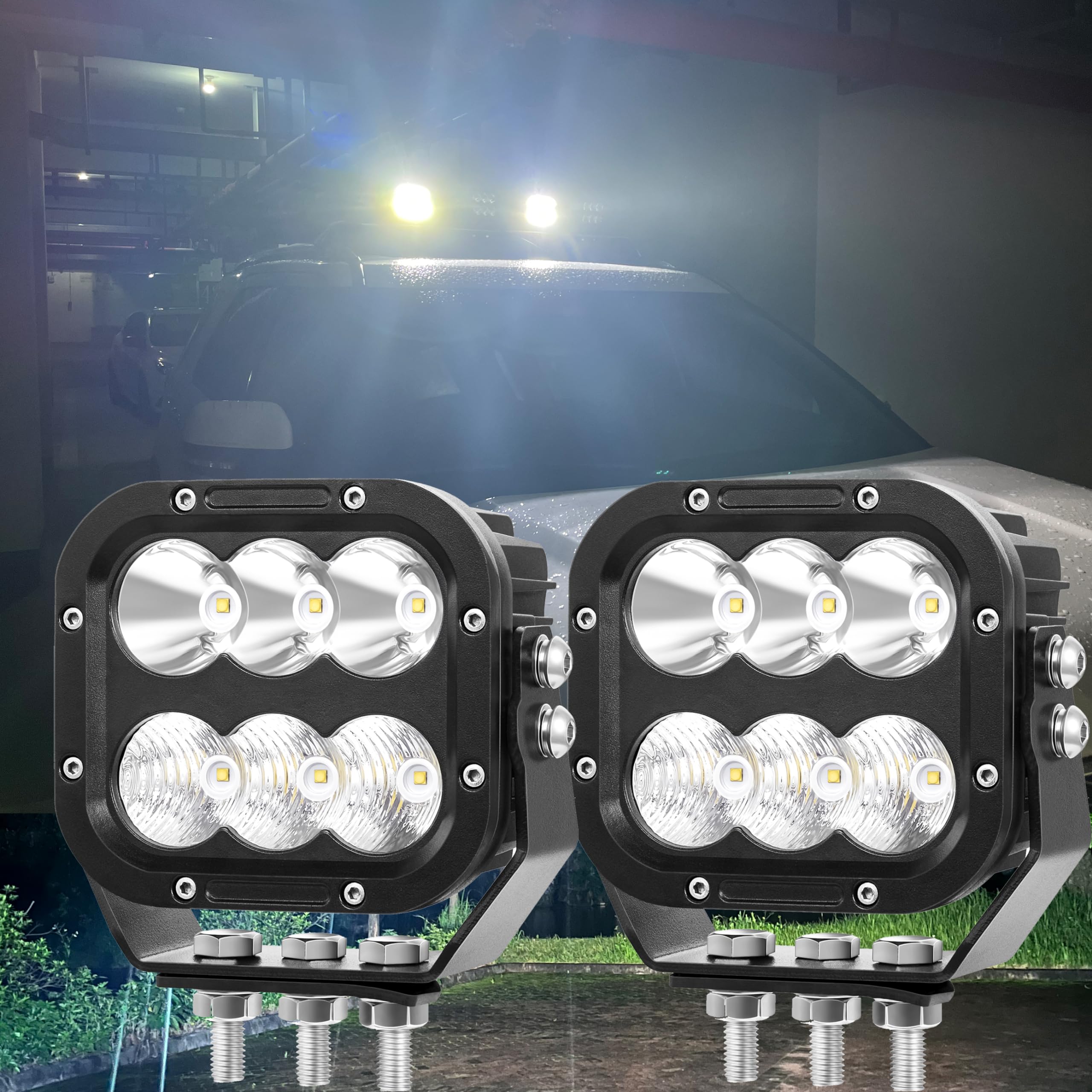 5 Inch LED Lights 5-Inch 120W LED Light Pods - 10000LM Offroad Driving ...