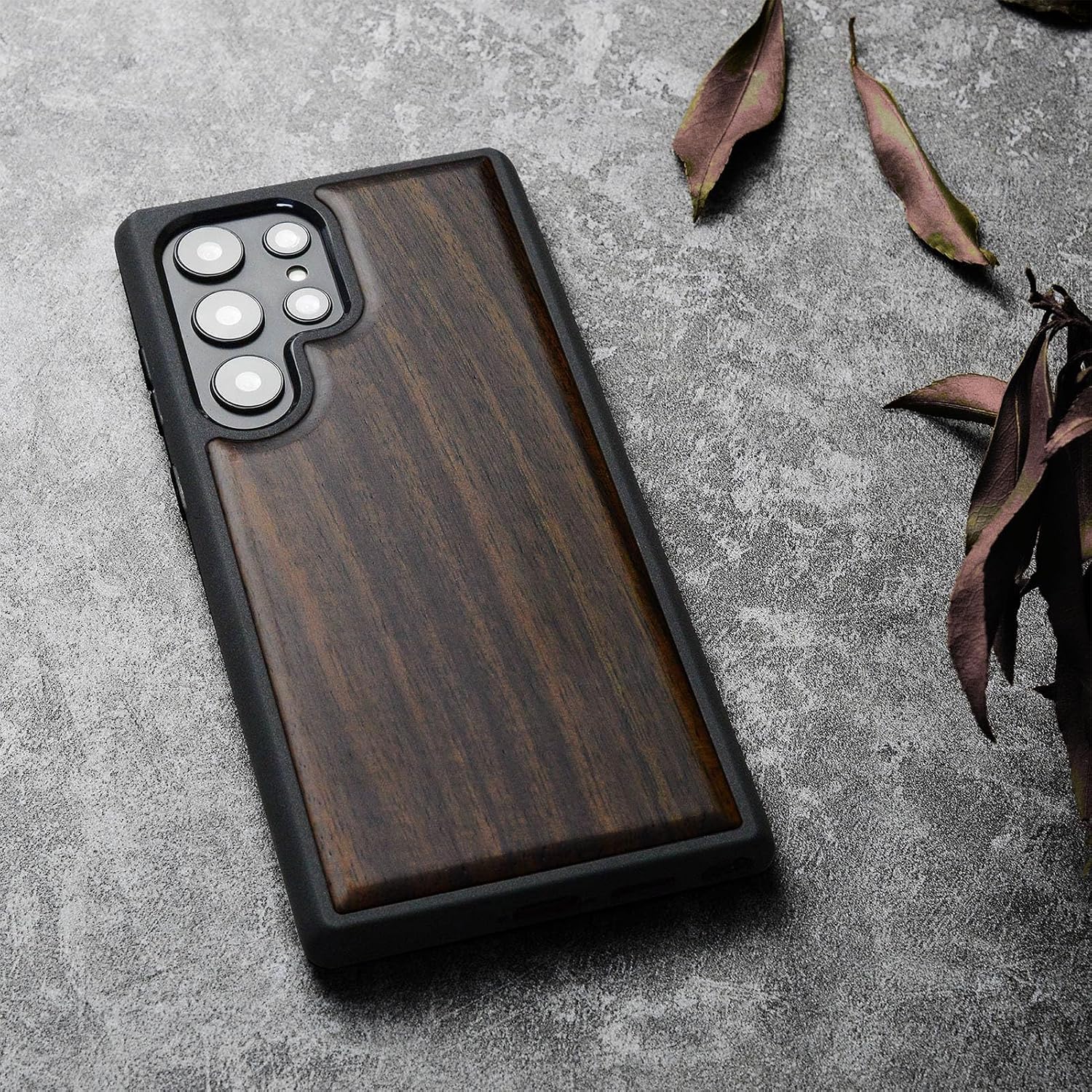Carveit for Galaxy S22 Ultra Case Wood Case Black Soft TPU Protective Cover Compatible with Samsung S22 Ultra | Natural Wood, Shockproof, Unique, Classy, Wooden Design, Blackwood