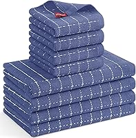 Vista 49 de Mordimy - Paños de cocina de 100% algodón de rizo, paños de cocina suaves y absorbentes a cuadros, trapos para lavar platos de secado rápido, Negro