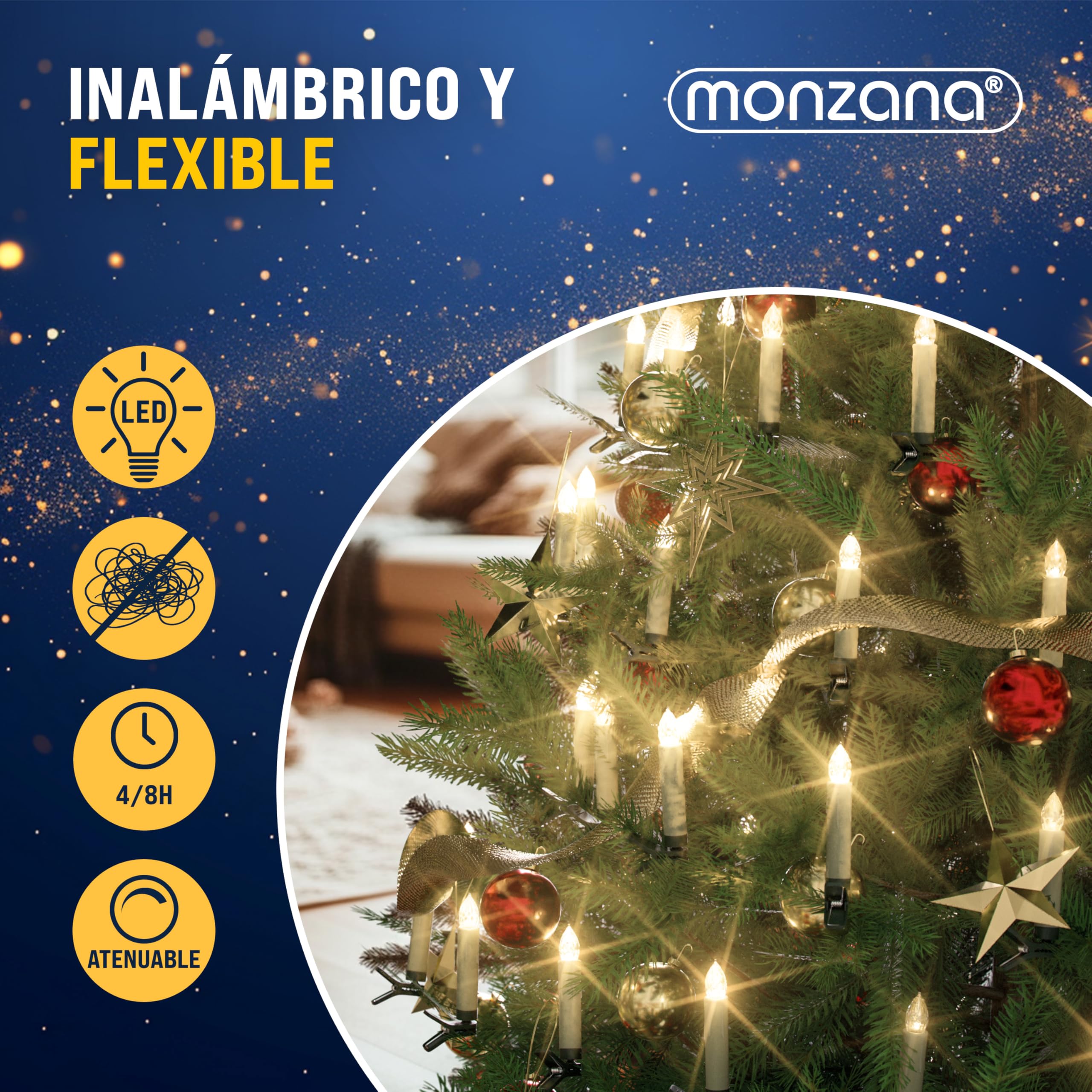 Deuba Velas LED Árbol Navidad Set de 30 Temporizador Blanco Cálido