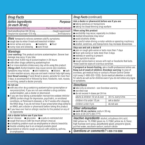 Miniatura 4 de Tienda Basic Care Medicamento nocturno para el resfriado y la gripe, máxima fuerza, líquido de sabor original, alivio multisíntoma, 12 onzas