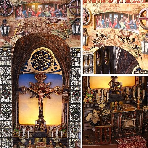 Miniatura 6 de Spilay Kit de montaje de rincón de libros en miniatura para casa de muñecas rompecabezas de madera 3D con luz de sensor kit de creatividad para