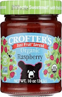 Crofter's Organic Raspberry Fruit Spread 10oz Jar - Low Sugar No Refined Sugar Organic Jam Vegan Gluten-Free