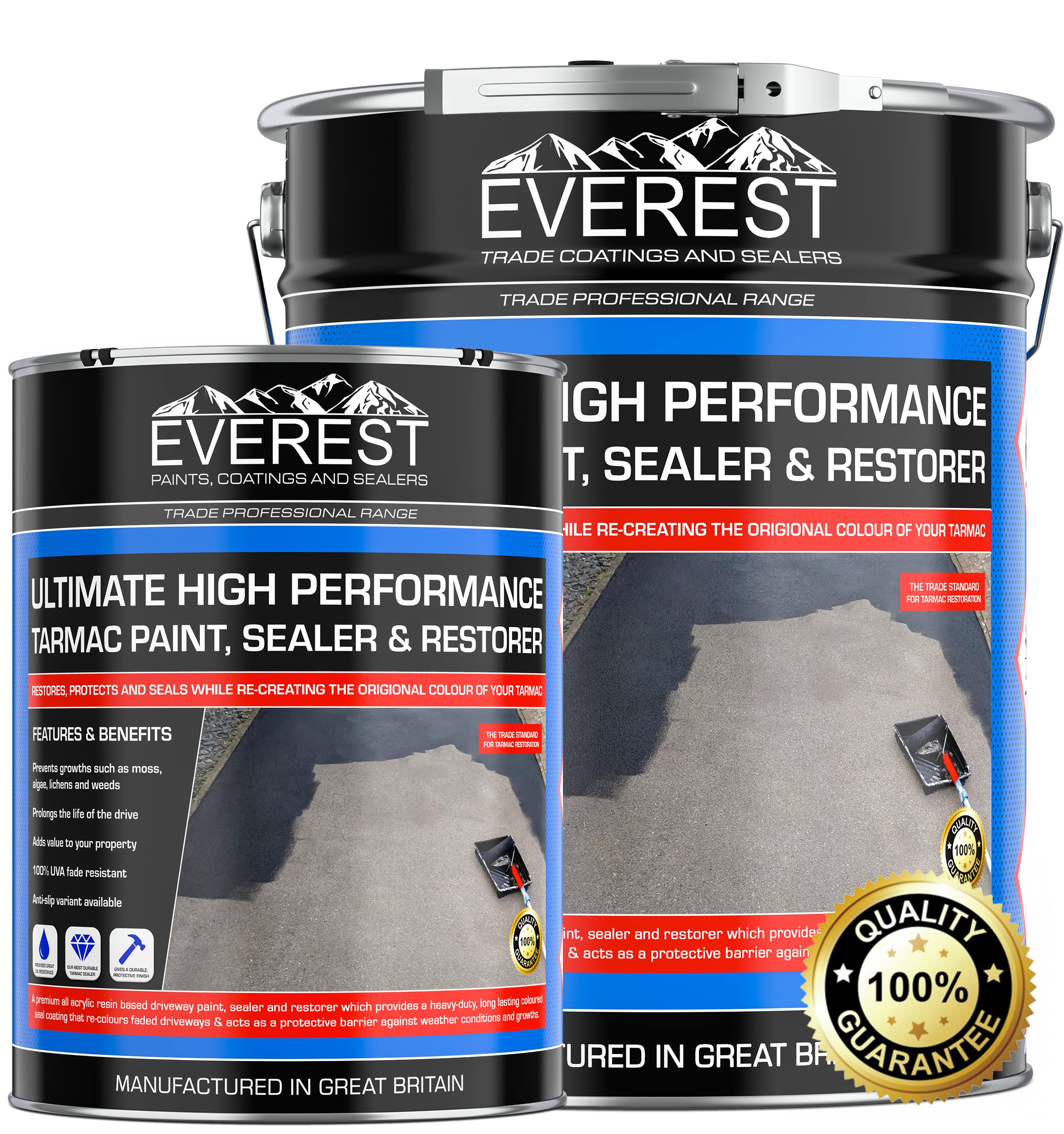 Everest Trade - Ultimate Tarmac Sealer and Restorer - High Performance - Black and Red (Black, 20 Litre)