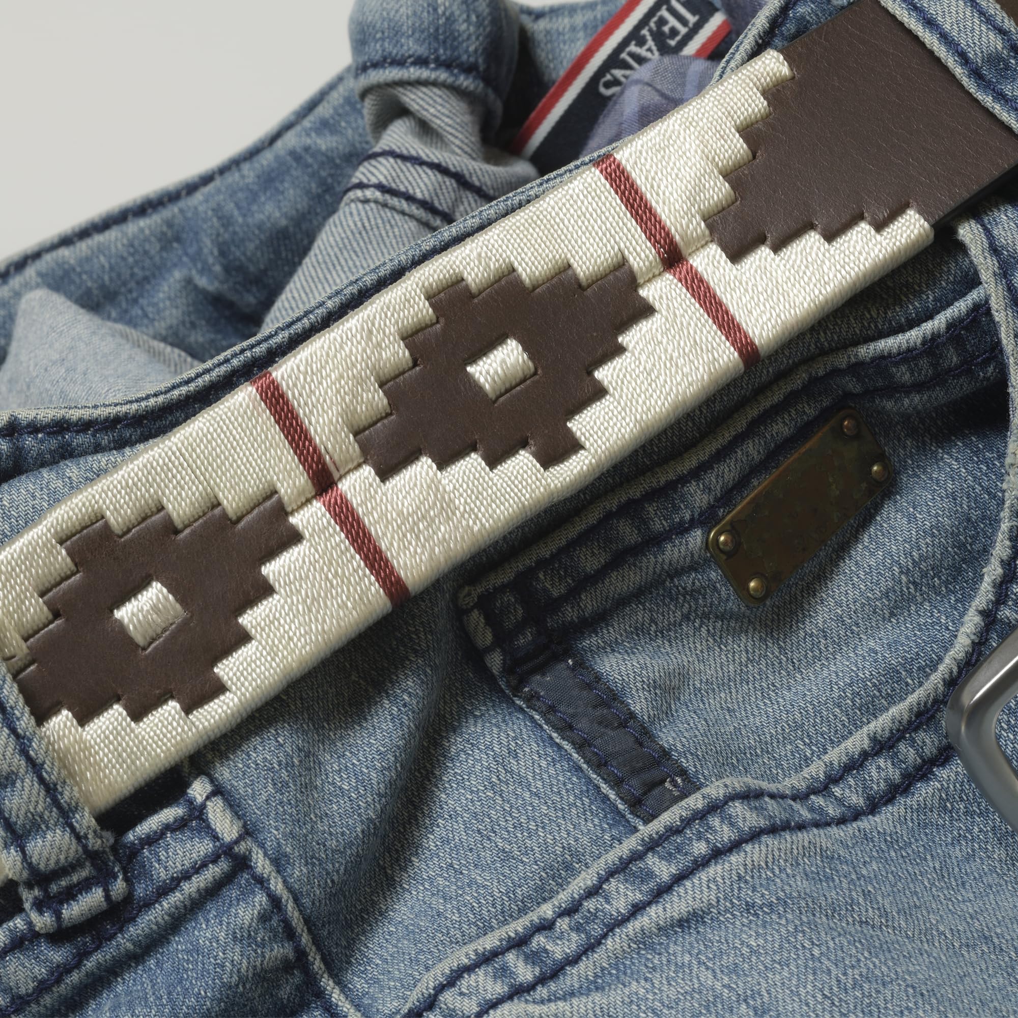 Ceinture en cuir argentin, avec cordon et bracelet en cuir assortis. Ceinture brodée sur cuir, pour homme et femme. Ceintures de polo argentin