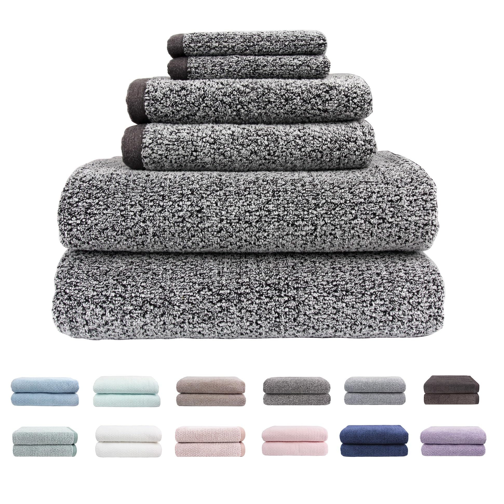 Toallas de baño de lujo Everplush Diamond Jacquard, juego de 6 piezas de diseño supersuave