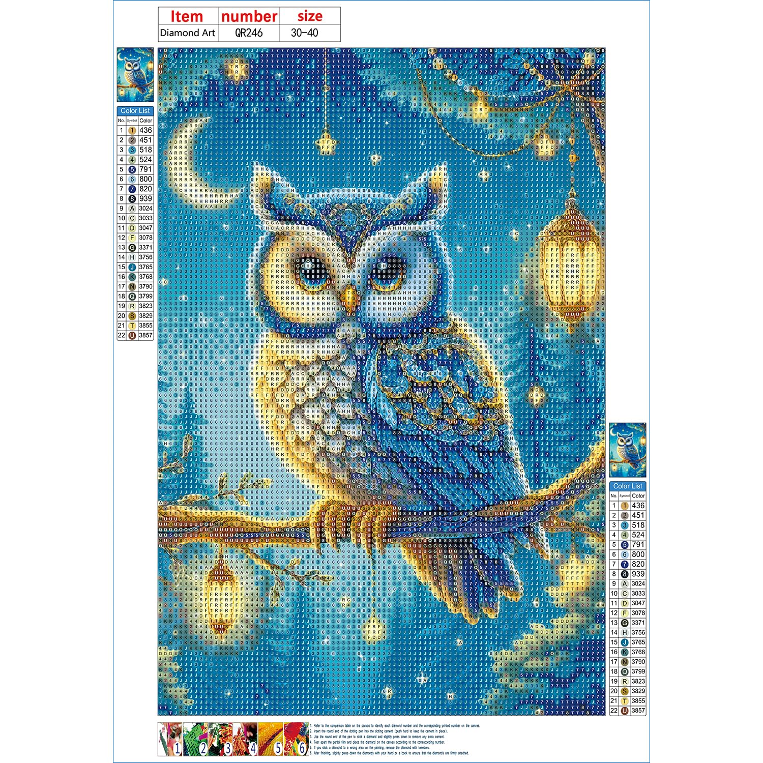 QINRUBB DIY 5D Diamantmalerei - Bunte Eule, Rundbohrer, 30x40cm - Set Für Anfänger & Erwachsene