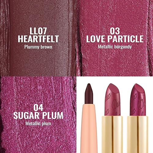 Miniatura 26 de Oulac Lipstick & Lipliner Set 3PCS High Impact Lipcolor with Moisturizing Formula, Vegan Beauty, Full-Coverage Lip Color, Gift Lipstick for Women