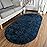 Softlife Fluffy Rugs for Bedroom, Shag Cute Area Rug for Girls/Boys and Kids Baby Room Home Decor, 2.6 x 5.3 Feet Oval Indoor Carpet for Nursery Dorm Living Room, Navy Blue