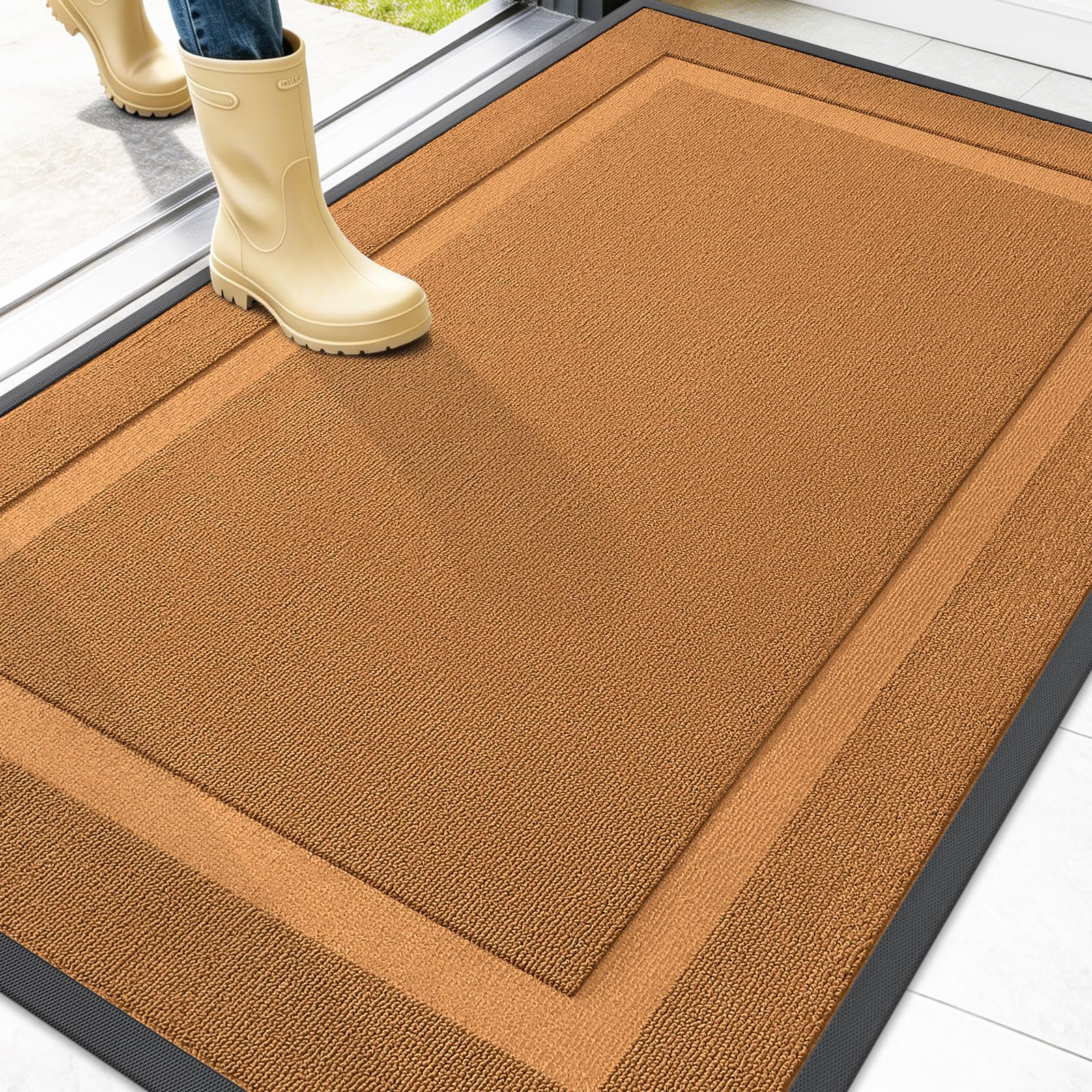 OLANLY Front Door Mat Outside 47x32, All-Season Heavy-Duty Rubber Doormat