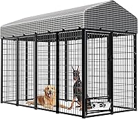 Vista 1 de Perrera grande para perros con techo, recinto resistente para perros para interiores y exteriores con funda extraíble, corralitos para perros