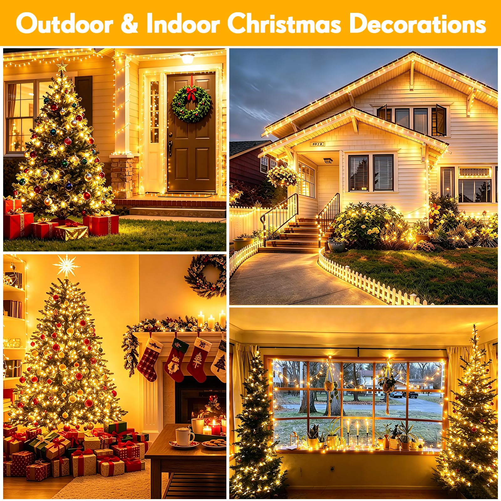 JXLEDAYY Catena luminosa a LED per esterni, 54 m, 1800 LED, per esterni, 8 modalità con timer, cavo trasparente, IP44, impermeabile, per giardino, terrazza, balcone, matrimonio (bianco caldo)