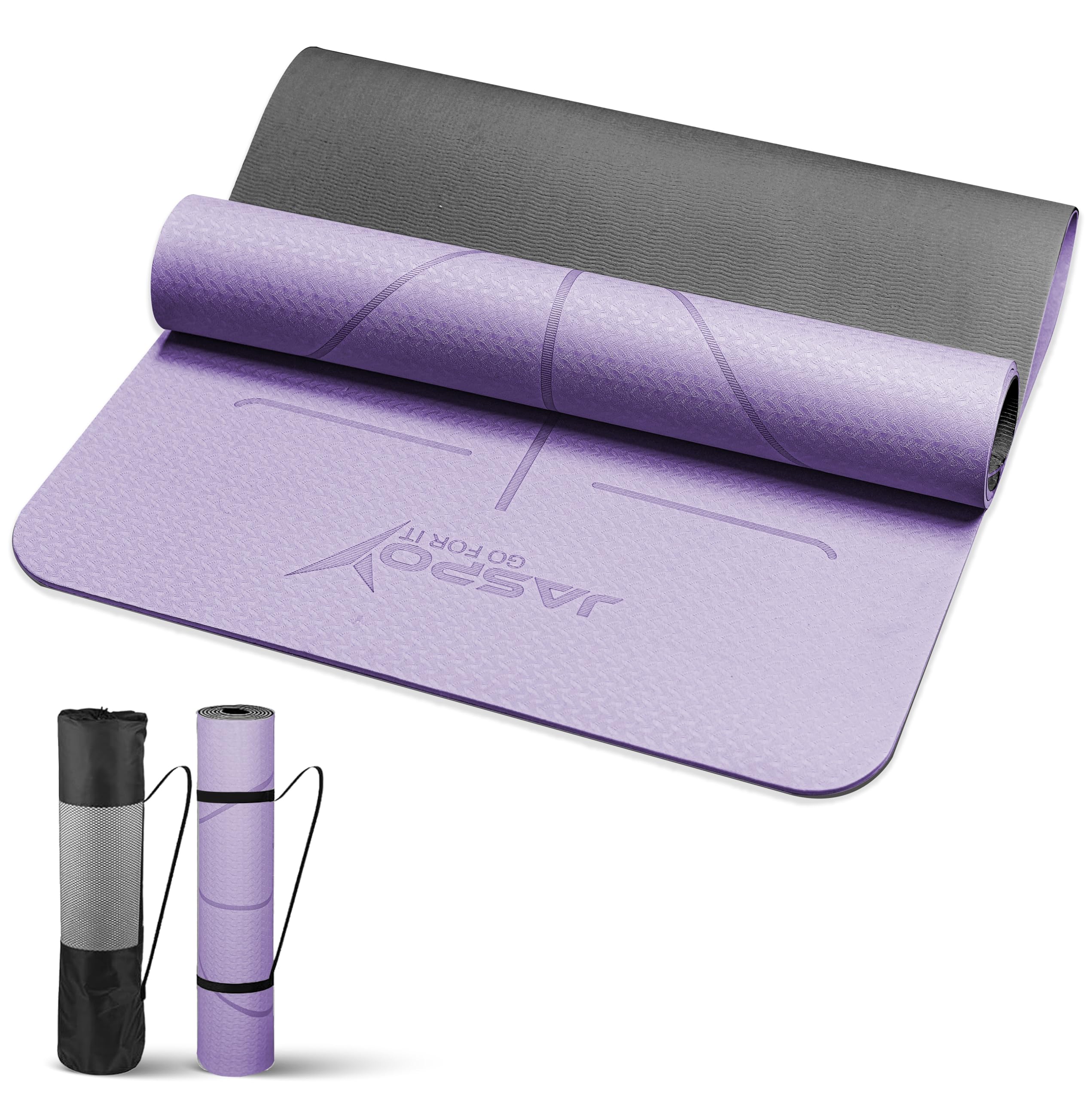 JASPO Ease Yoga Mat 6mm Extra Wide with Carry Strap & Bag, Non-Slip Anti-Skid Exercise Mat, Non-Toxic Latex-Free, Lightweight & Tear-Resistant Workout Mat for Yoga, Pilates, Meditation & Home Gym (6ft X 2.62ft) (Purple)-picture-12
