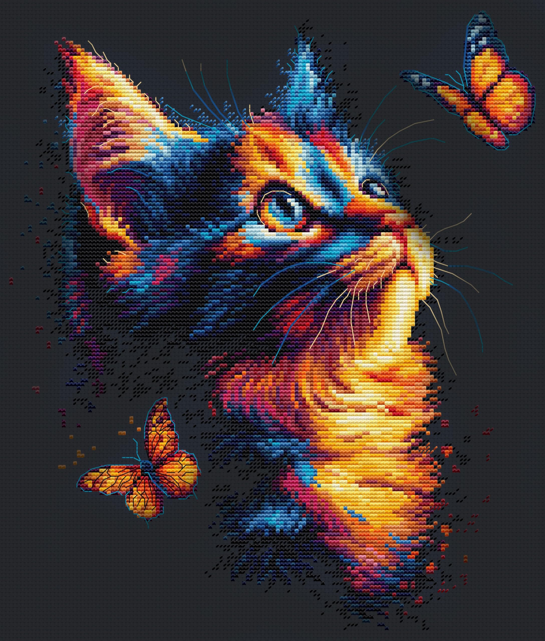 Luca-S Cross Stitch Kit The Charm of Butterflies, B1432, Counted Cross Stitch Kit for Adults, Needlecraft and Embroidery Kit