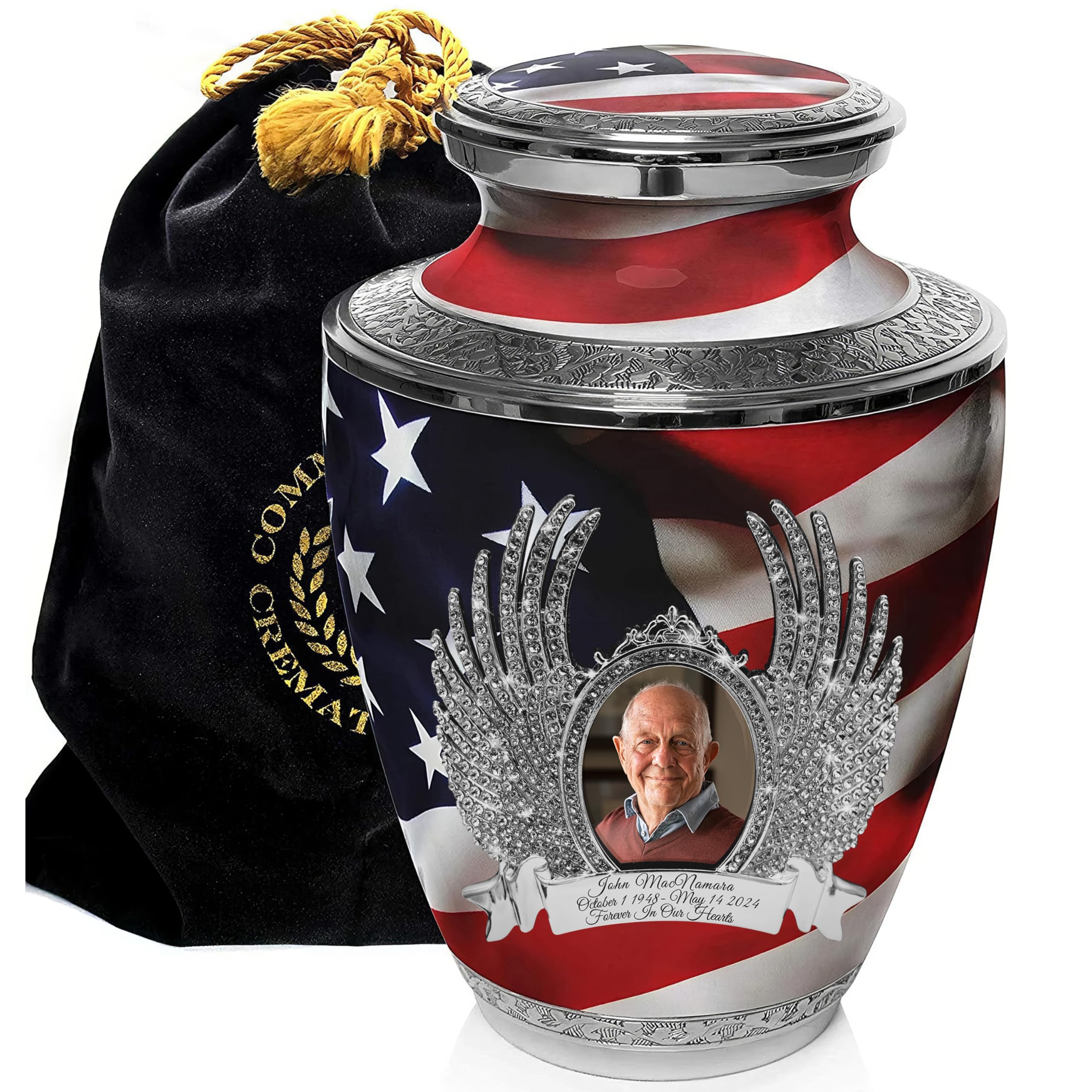 American Flag Cremation Urns for Human Ashes Adult Man &amp; Urns for Ashes