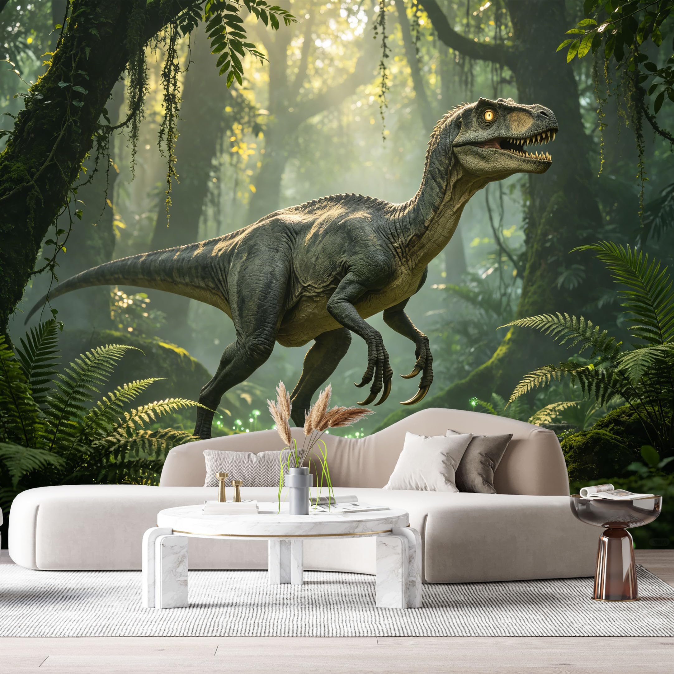 Custom Size Wall Mural Realistic Dinosaur Jungle Scene 3D Trompe l’oeil Forest Prehistoric Nature SelfAdhesive Art Prints Removable Large Wallpaper Esports Room Game Room Studio