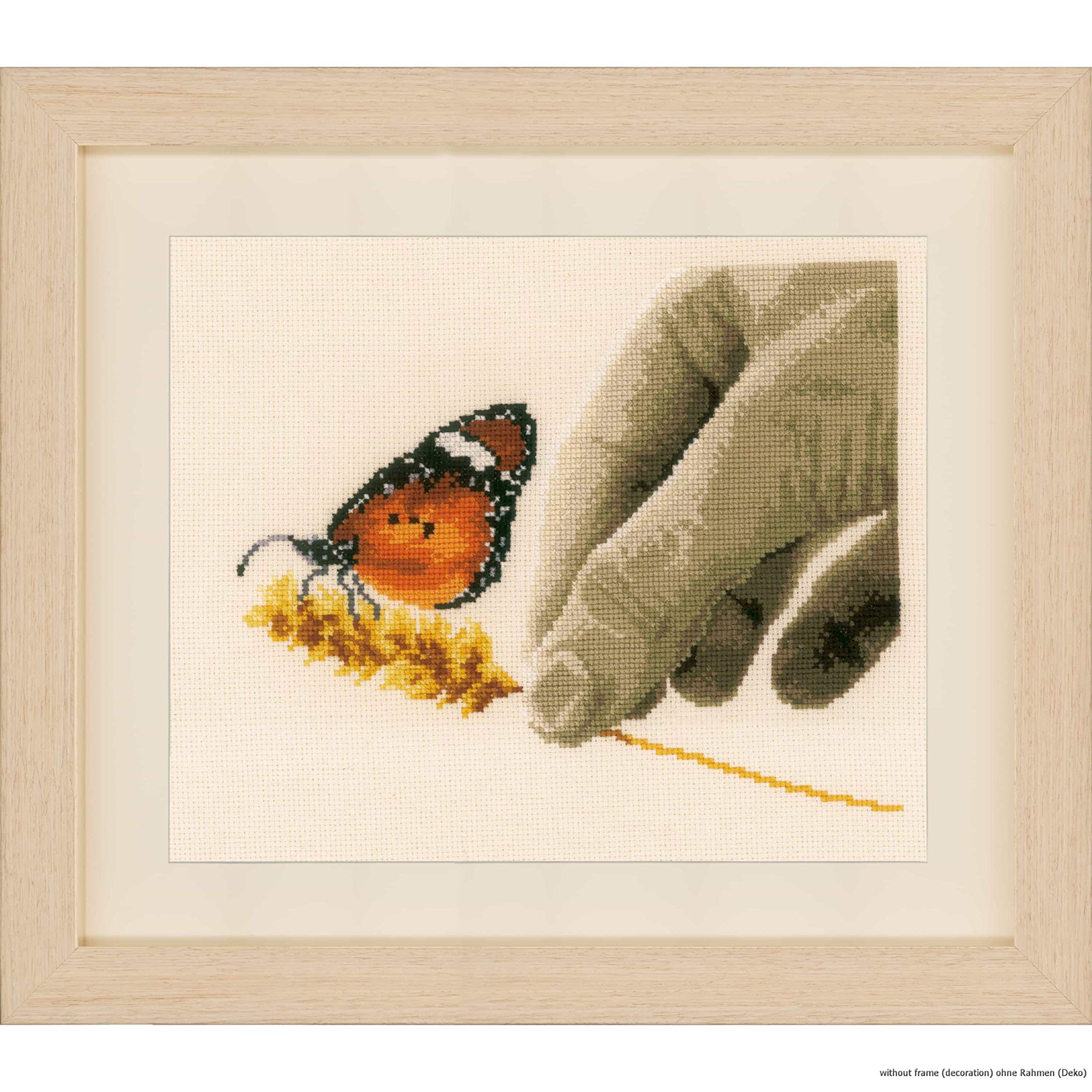 Kit point de croix broderie complet avec tableau main papillon coton