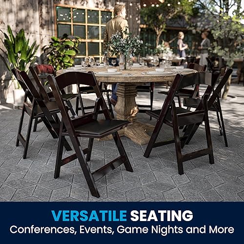 Miniatura 8 de Flash Furniture Hercules Series Silla plegable, de resina caoba roja, paquete de 4, capacidad de peso de 1,000 lbs, ligera y cómoda para eventos