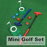 Vista 6 de Putter de golf ajustable, juego de mini golf - 2 palos de golf para niños con 6 pelotas de golf y 2 tazas con bandera, putter bidireccional