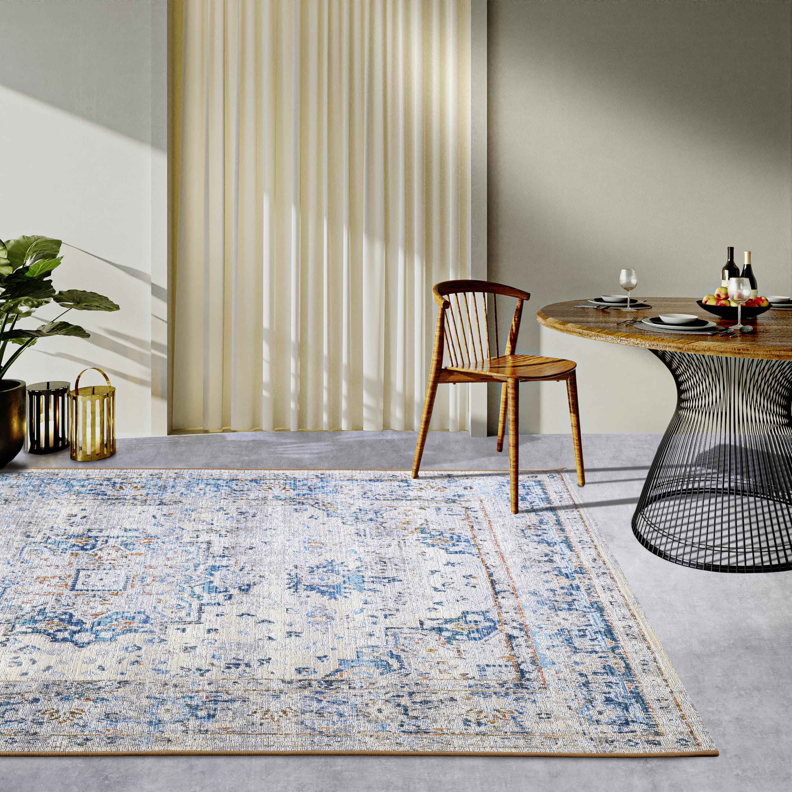Kollektion 1767 Machine Woven Cream blue Rug