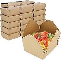 Vista 8 de Fit Meal Prep Cajas To Go de 48 onzas, recipientes de papel para llevar, cajas de comida desechables para almuerzo, aptas para microondas