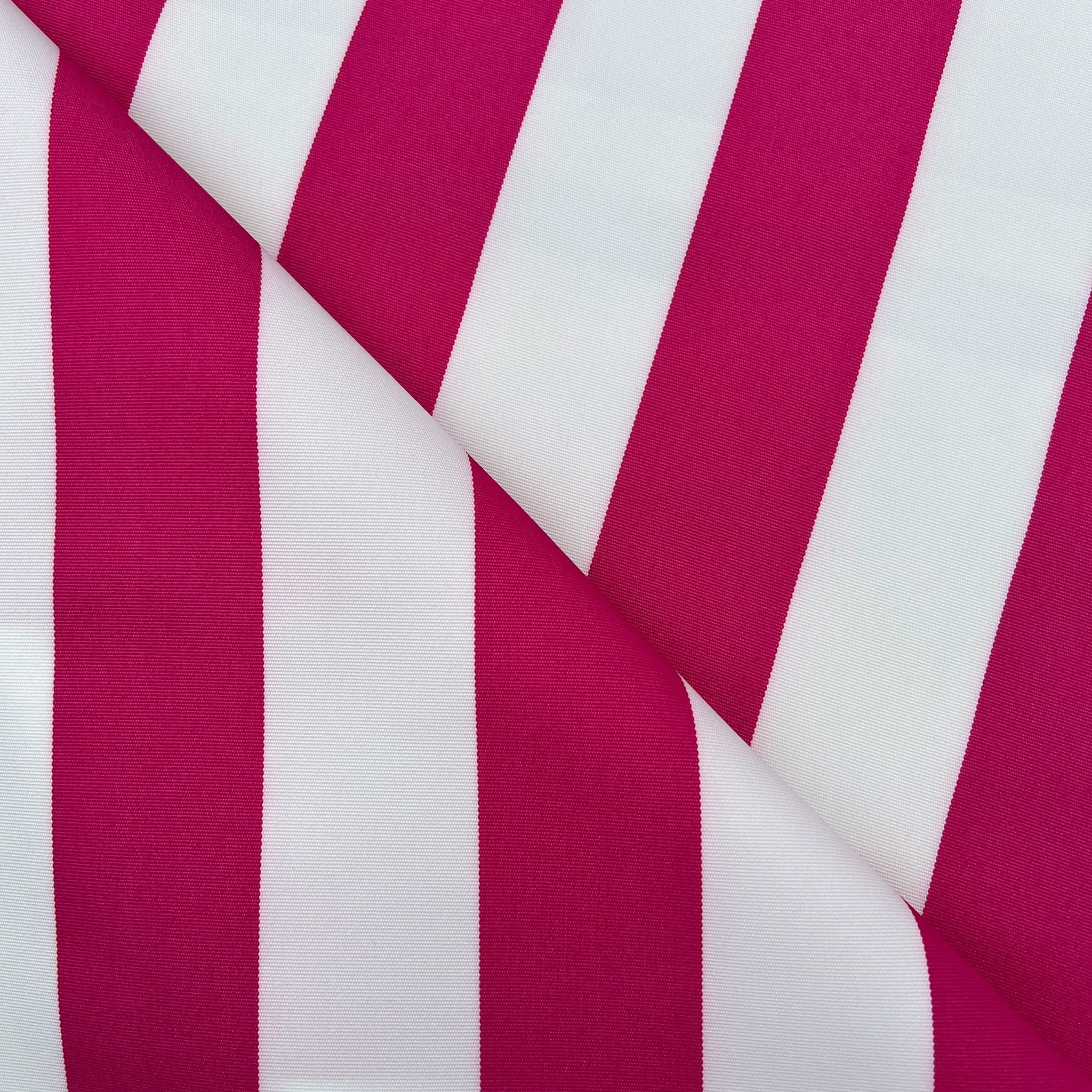 Striped Tough UV Resistant Water Resistant Heavy Duty Outdoor Canvas Gazebo Awning Deckchair Cushion Fabric Material | 60" - 150 cm Wide (per Metre, Hot Pink) — image 1