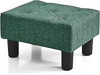 Vista 19 de BRIAN & DANY Taburete pequeño para pies, taburetes de lino con patas, reposapiés pequeño estable para sala de estar, beige