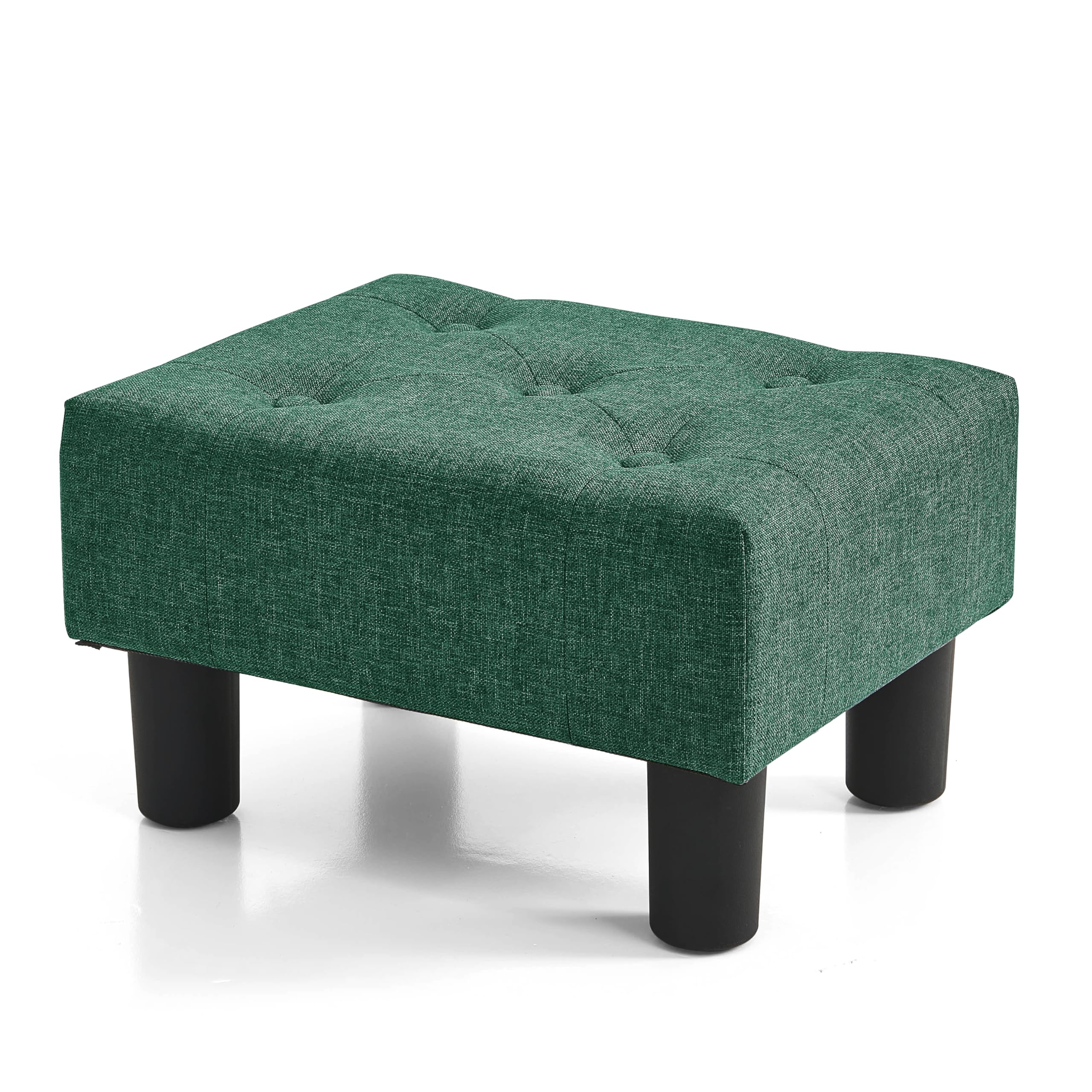 BRIAN & DANY Small Foot Stool, Linen Footstool with Legs, Footstools for Living Room, Ottoman Footrest Extra Seating for Entryway, Green — image 1