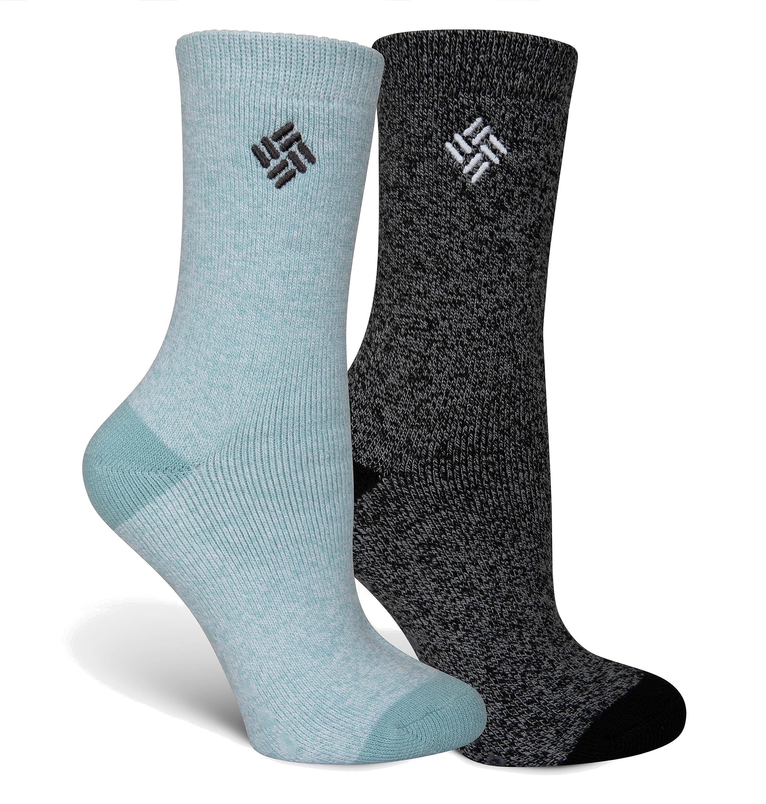 Columbia Calcetines cortos para mujer, 2 pares, aguamarina/negro, talla 4-10, Agua/Negro, 4-10