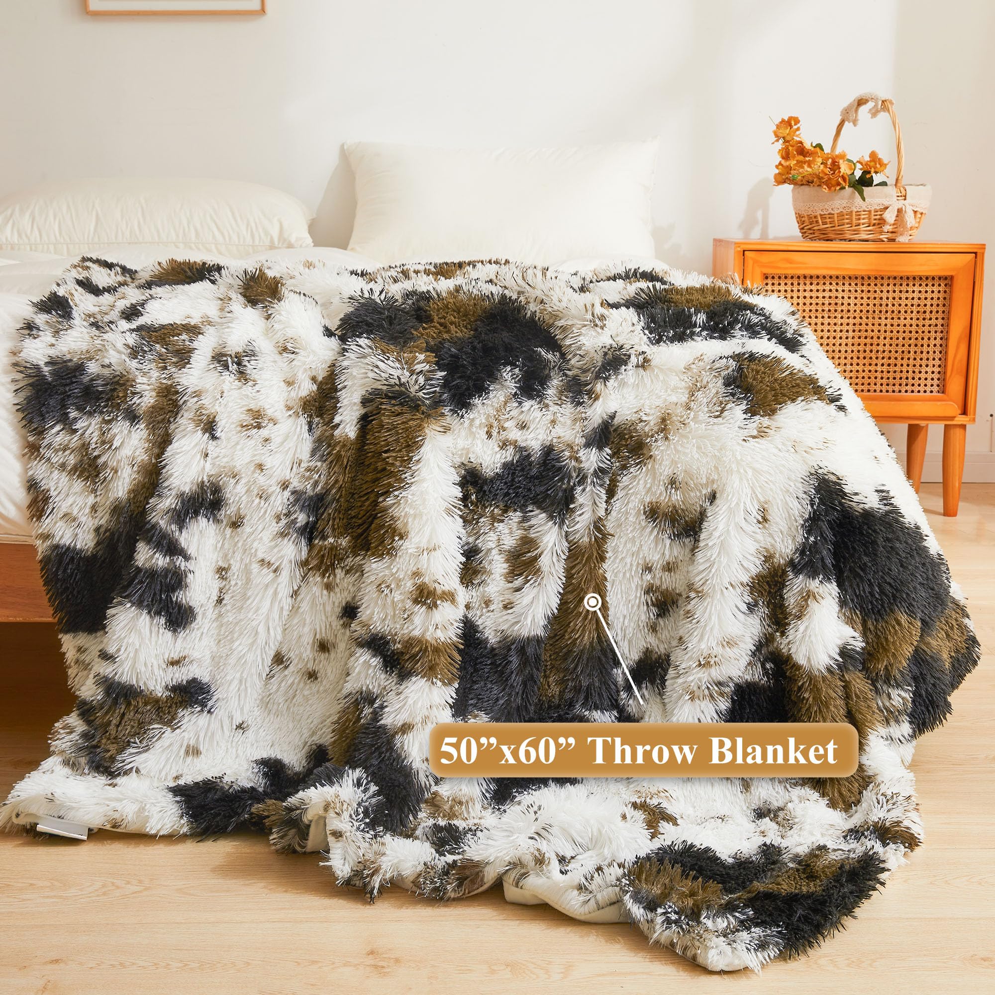 Coperta In Finta Pelliccia Bianca 150x200 Cm - Morbida E Soffice Per Divano E Letto