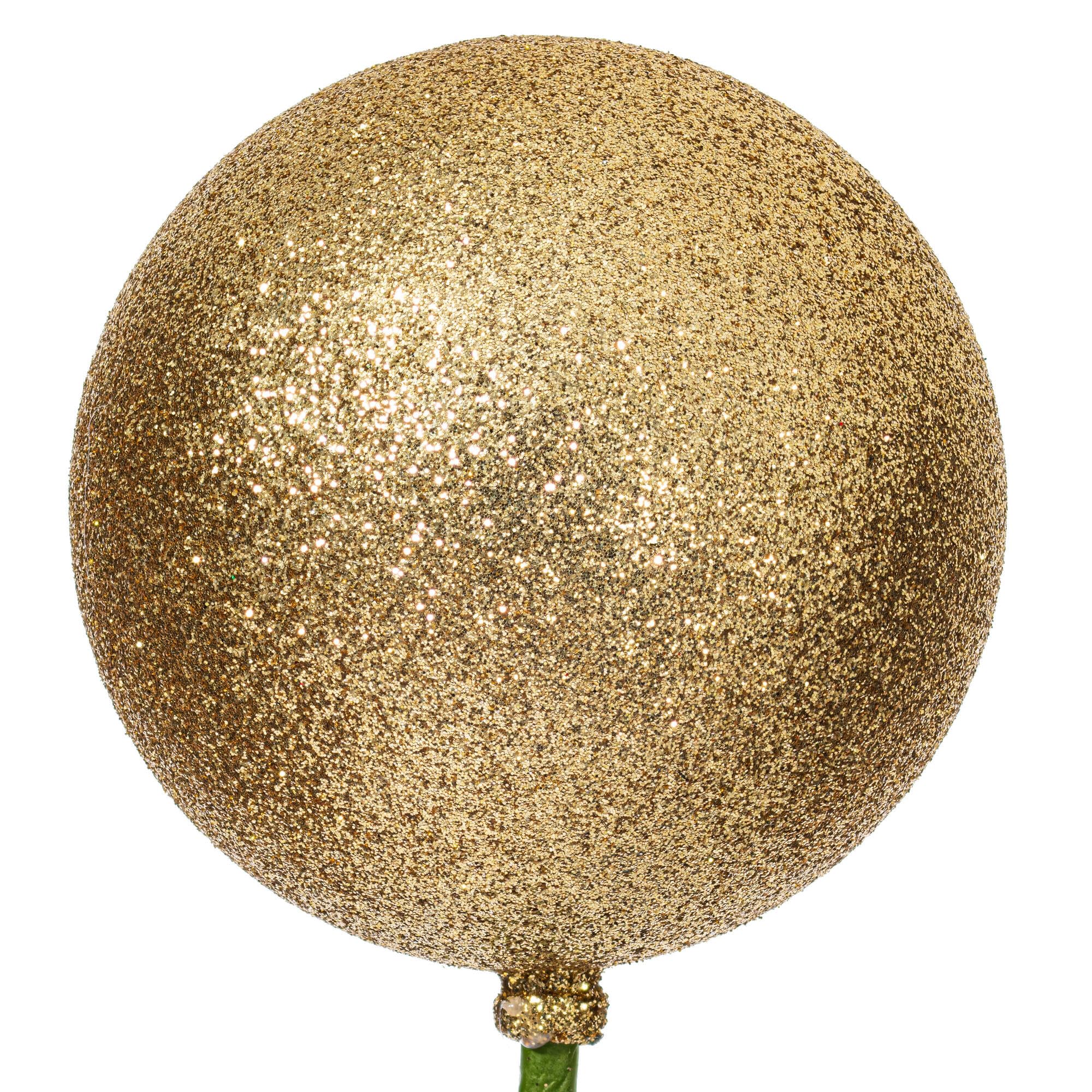 Vickerman Bola Dorada con Purpurina de 7,6 x 45,7 cm, 12 Unidades por Bolsa. Adorno de 3 Pulgadas en un Palo de 45,7 cm.